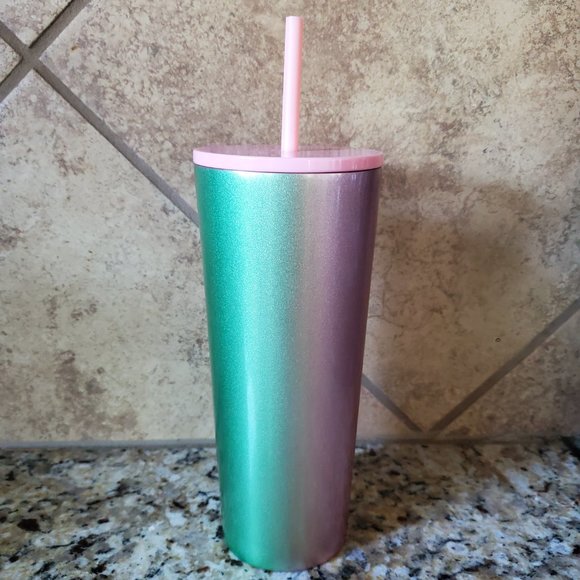 Starbucks Christmas Holiday 2020 Pale Pink Green Gradient Glitter Stainless - Picture 2 of 4